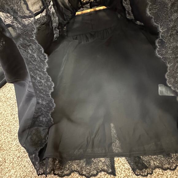 Madewell Lace Inset Mock Neck Long Sleeve Top XL Silk Cami Sheer Goth Whimsy NWT - Picture 13 of 14